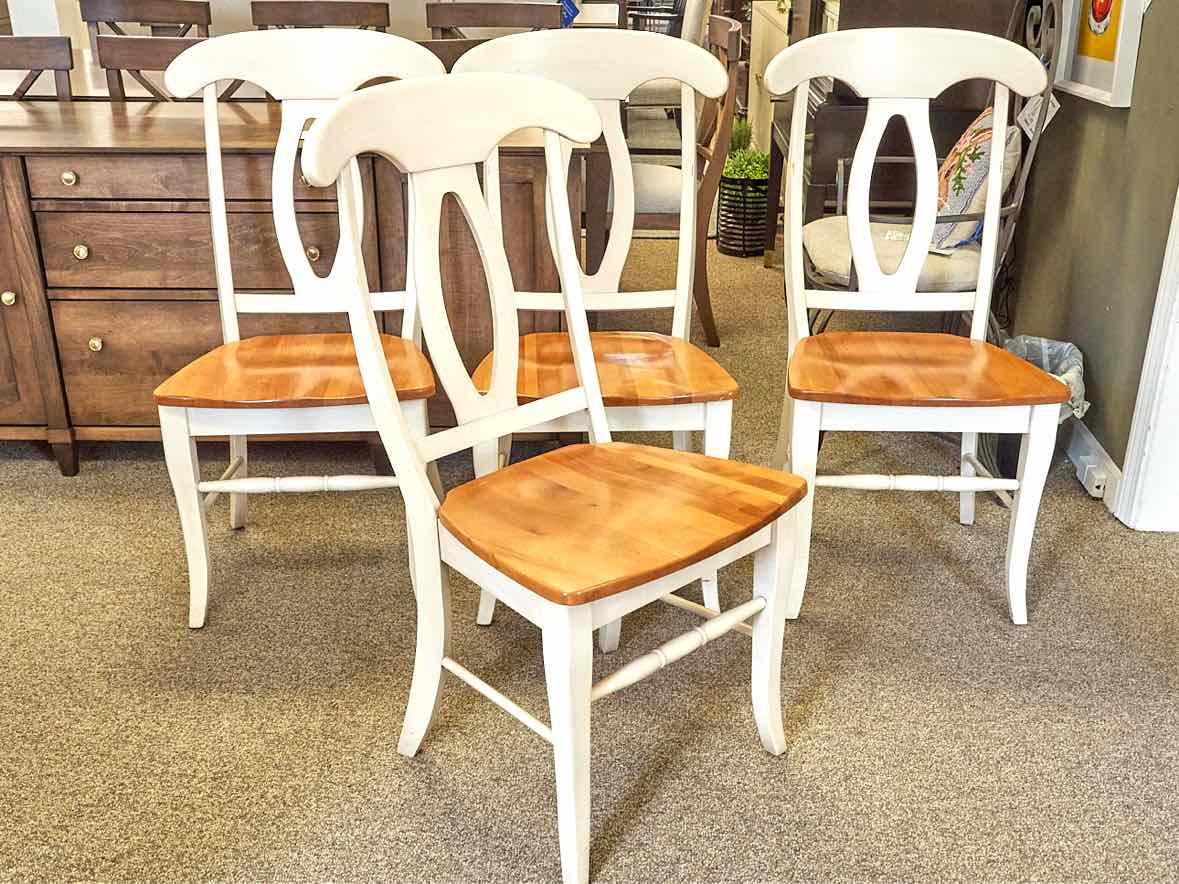 Set of Four Bedard Cherry & White Dining Chairs