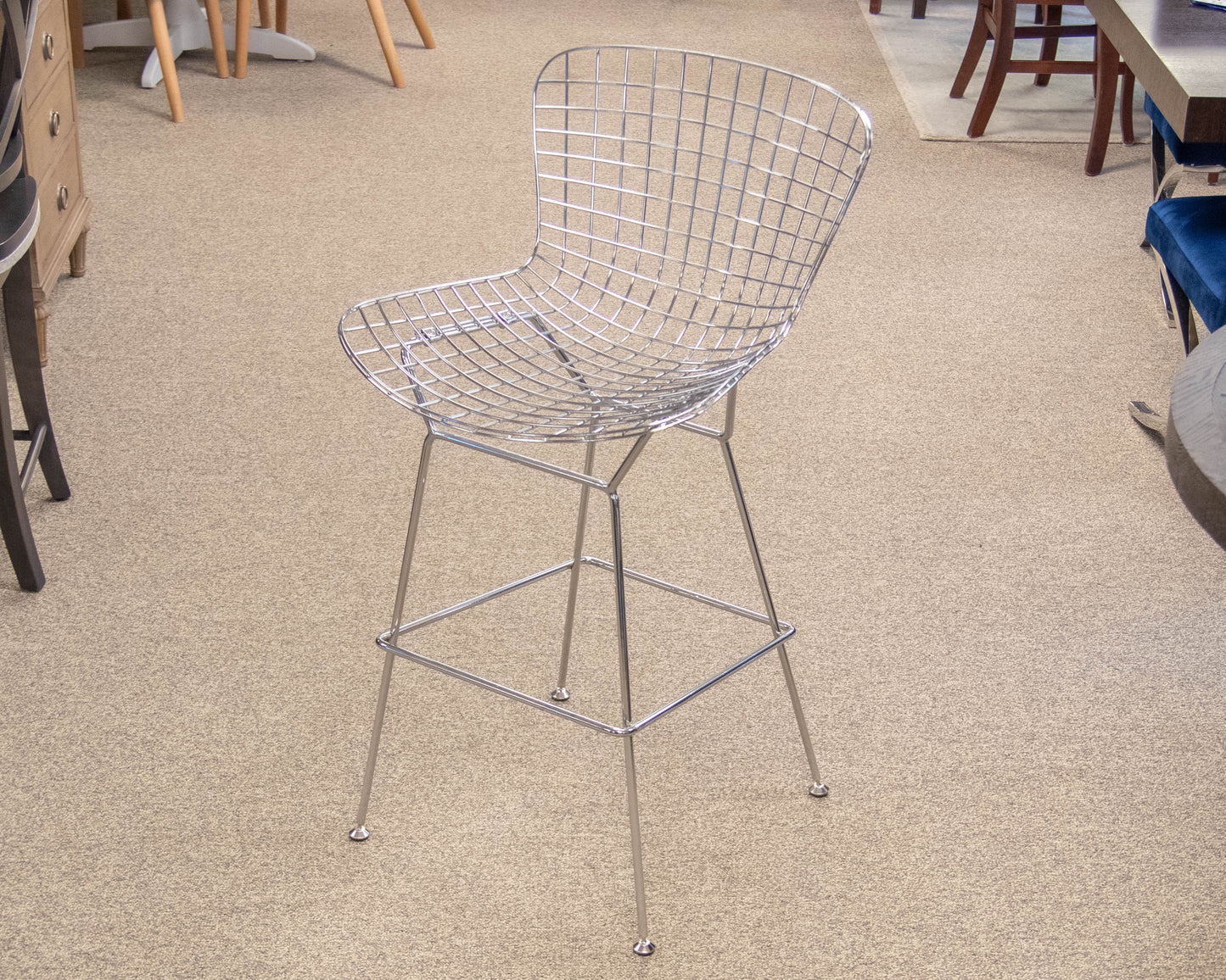 Pair of Chrome Wire Design Bar Stools