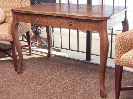 Oak Desk with Faux Drawer & Cabriole Legs