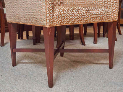 Pair Of Transitional Occasional Rust & Gold Geometric Chairs