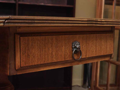 Mahogany Zebra Stripe Dropleaf Pedestal  Dining Table