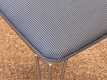 Set of 4 Regal Dining Chairs in Blue Uphostery with Silver Finish Frame