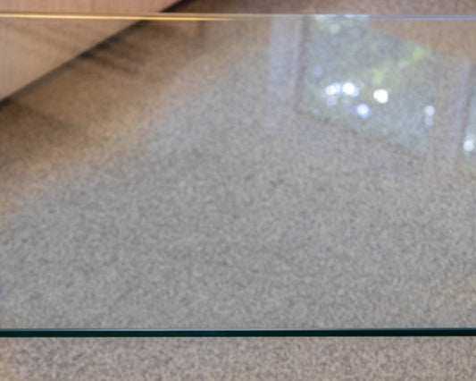 Glass Sleek Coffee Table W/ Chrome Angular Base