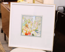 "String of Lights II" Matted Print in White & Blond Wood Frame