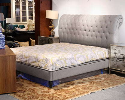 King Gray Tufted Sleigh Bed