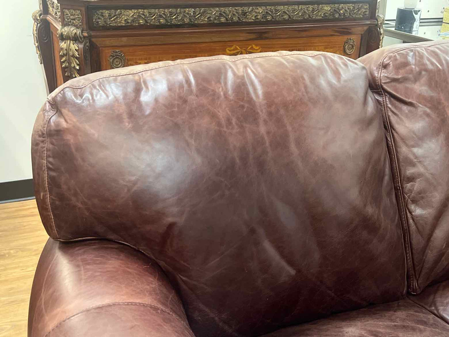 Natuzzi Plum Leather Sofa