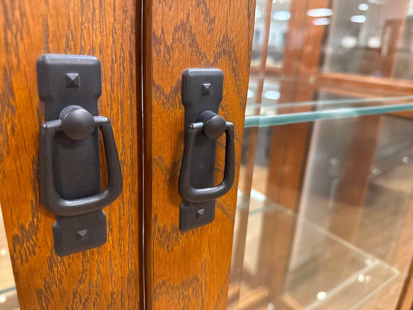 Lighted Oak Mission Display Cabinet