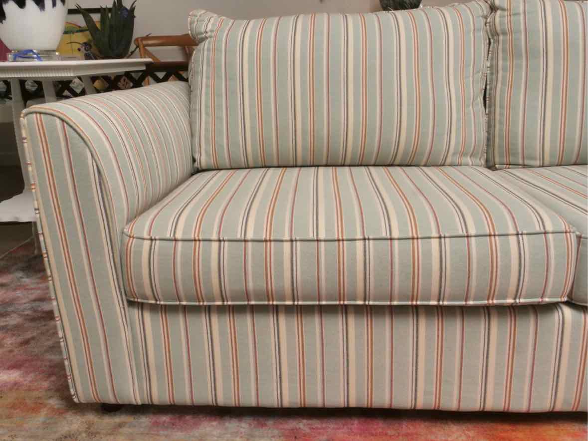 Stanley Upholstered 2 Attached Back Cushion  In 'Ford Aqua Strripes' Sofa