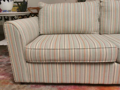 Stanley Upholstered 2 Attached Back Cushion  In 'Ford Aqua Strripes' Sofa