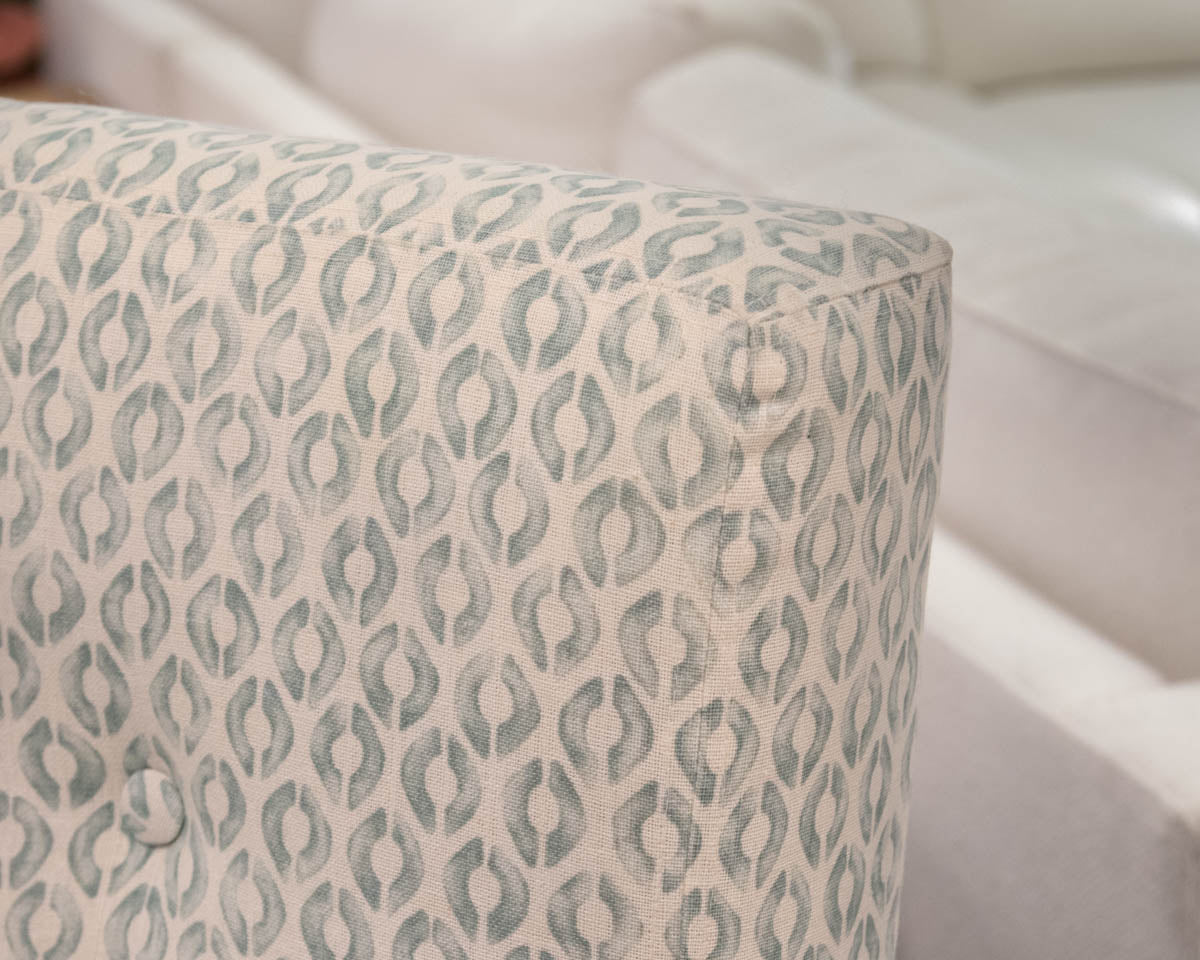 Pair of Ballard Design'Sea Glass' Button Back Upholstered  Dining Chairs