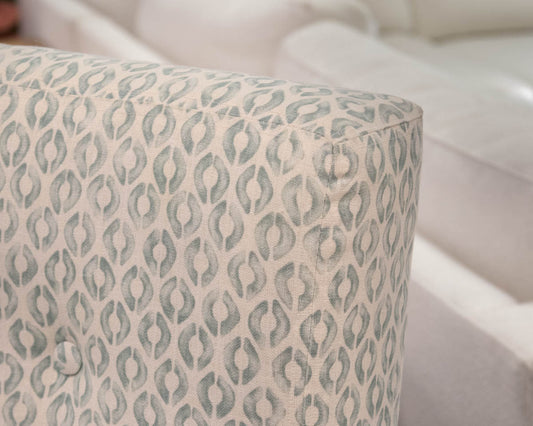 Pair of Ballard Design'Sea Glass' Button Back Upholstered  Dining Chairs