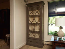 Colonial Grey Finish Glass Door & Drawer Display Cabinet