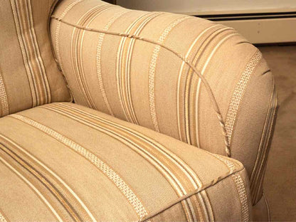 Pair Of Arhaus  Custom Stripe Upholstered Rolled Arms Recliners