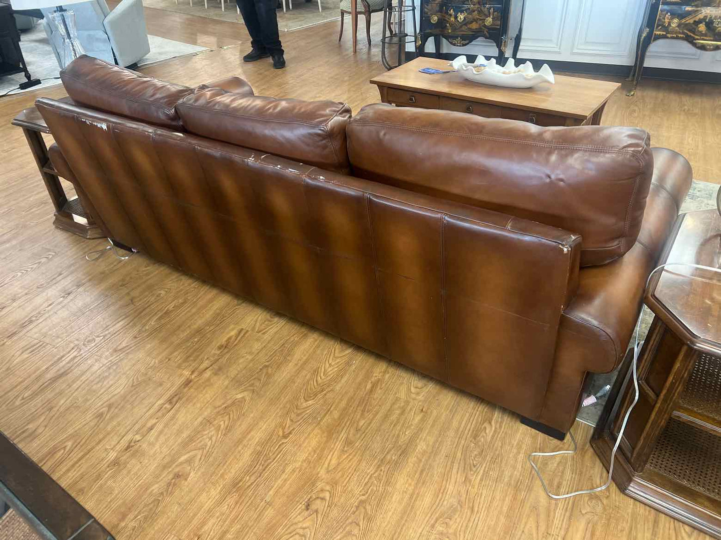 Pottery Barn Medium Brown Leather Sofa
