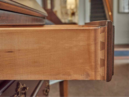 Cherry Secretary Desk with Drop Front & Glass Pane Door Top