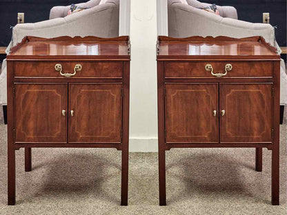 Pair of Baker Mahogany Nightstand W/ Galley