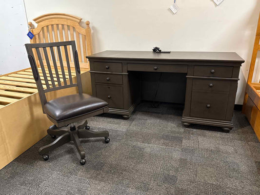 Aspen Home Dark Grey Desk w/ Chair on Casters