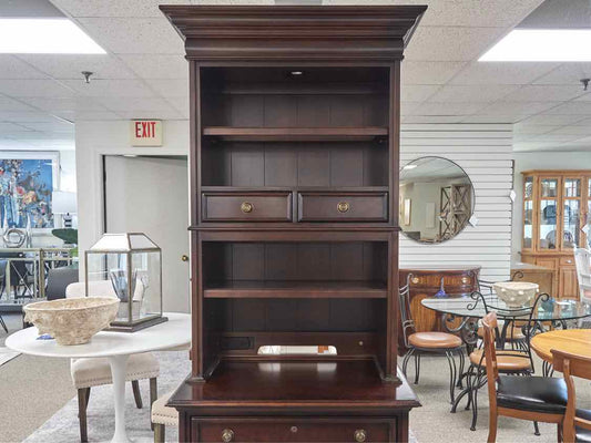 Stanley Cherry Two Piece Lighted Bookcase