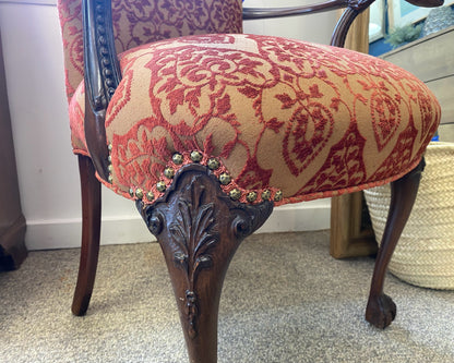 Mahogany Frame Arm Chair W/ Eagle Carvings