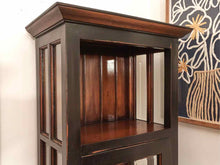 Distressed Black Finish Glass Door & Sides 4 Shelf Display Cabinet