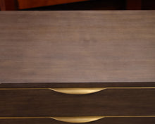 Pair of Williams Sonoma Kosa Nightstands in Grey with Satin Brass Pulls