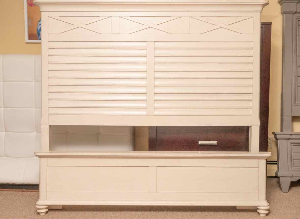 Cream Finish ShutterQueen Bed Includes Wooden Siderails & Slats