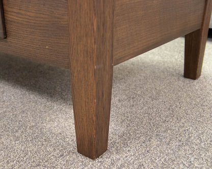 Pottery Barn Cocktail Table in Dark Finish Oak with Drawer
