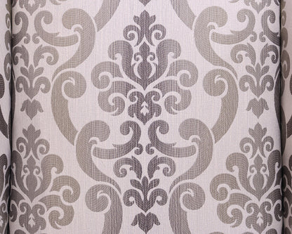 Pair of Ethan Allen Selby Wing Chairs in Natural, Grey & Taupe Damask