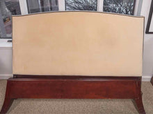 Mahogany Frame California King Bed with Beige Headboard