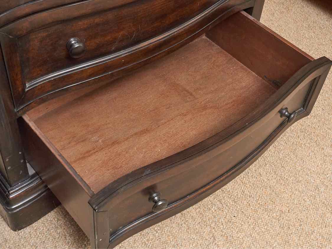 Pair of Pottery Barn Espresso Finish Planktop Nightstands with 3 Drawers