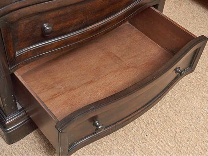 Pair of Pottery Barn Espresso Finish Planktop Nightstands with 3 Drawers