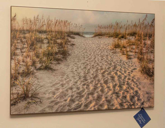 "Path to the Beach Footprints' By Michael Cahill  Framed Photograph