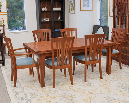 Stickley Mission Drawtop Dining Table in Cherry & Set of 6 Bayonne Dining Chairs