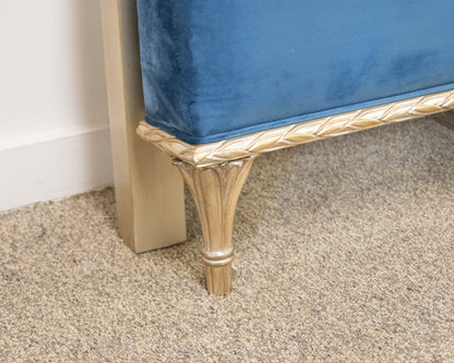 Caracole 'Composition's' Peacock Blue Velvet Upholstered Platform Queen Bed
