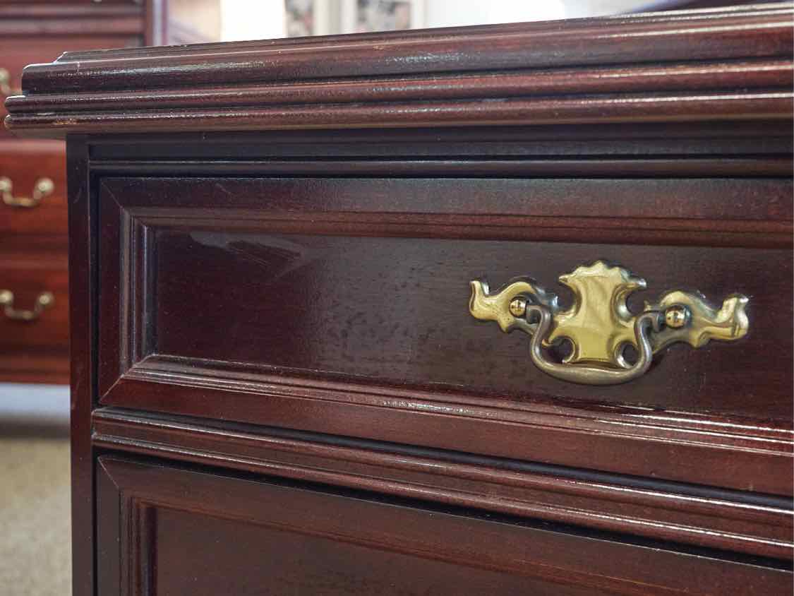Pair of Bassett Cherry Nightstands with 2 Drawers
