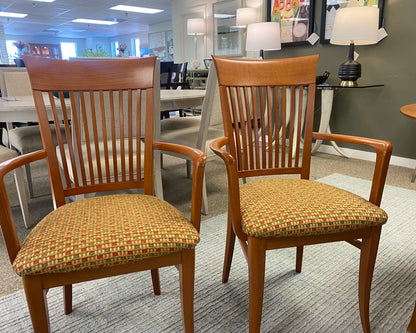 A. Sibau Round Dining Table with Leaves & Set of 6 Spindle-back Chairs in Cherry