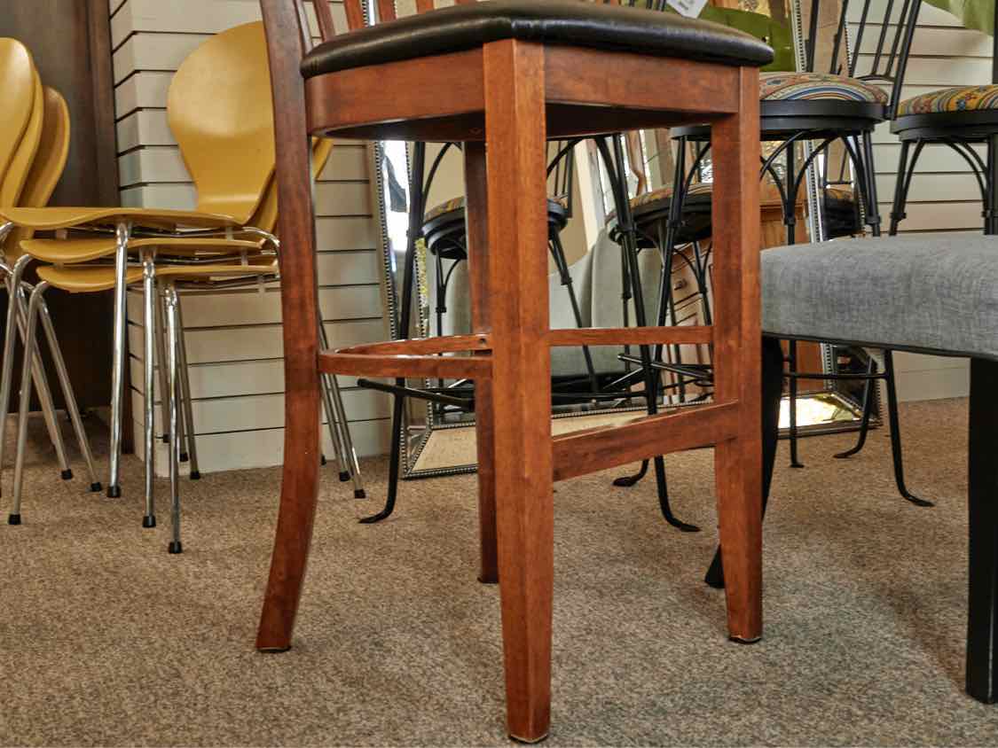 Set of 3 Cherry Stain Slat Bar Stools