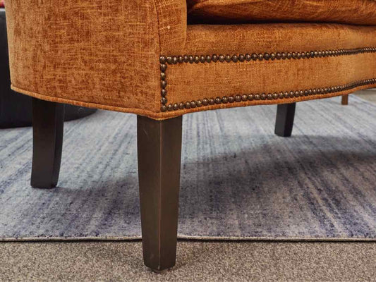 Duralee Channel Tufted Loveseat in Pumpkin Chenille
