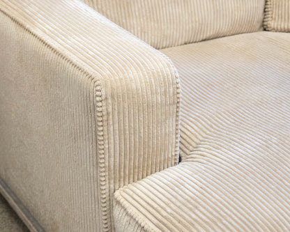 Circle Furniture Three Piece Sectional in Camel Corduroy W/ Ottoman