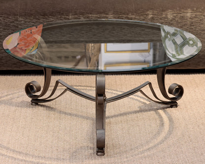 Round Glass Top Metal Base Cocktail Table