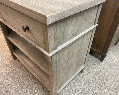 Driftwood Finish 1 Drawer Nightstand with 2 Shelves