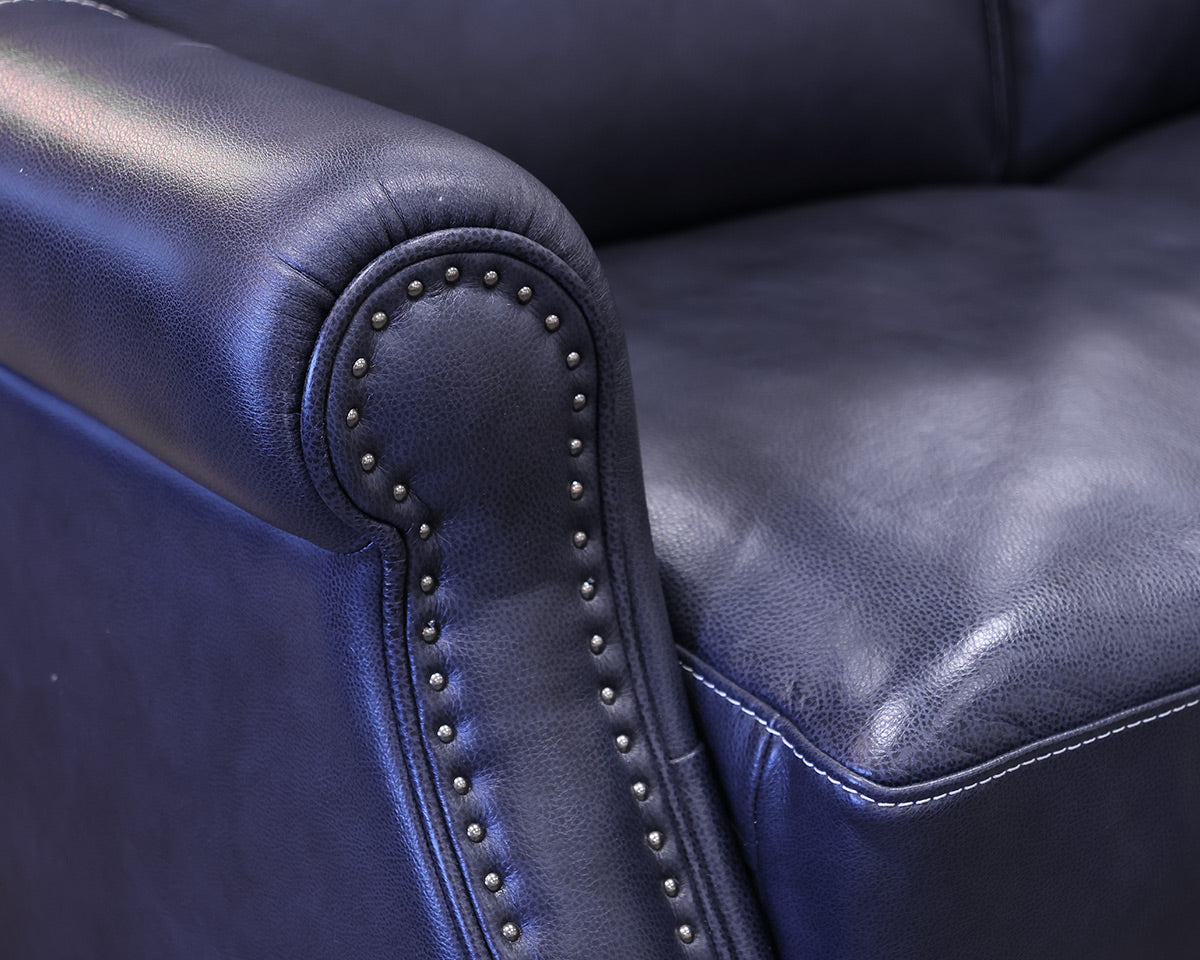 Deep Blue 3- Cushion Leather Sofa