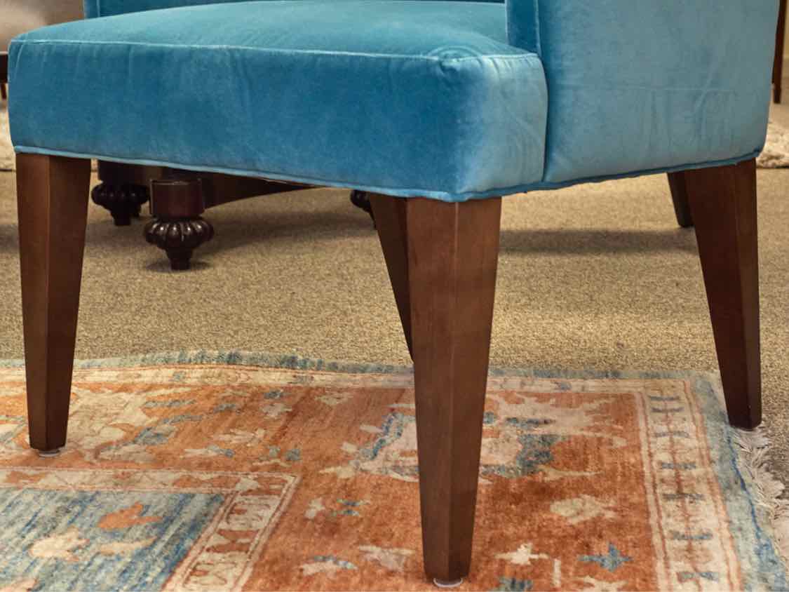 Pair of Lee Industries Dining Host Chairs in Aqua Blue Performance Fabric