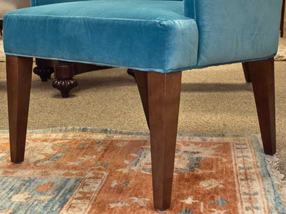 Pair of Lee Industries Dining Host Chairs in Aqua Blue Performance Fabric