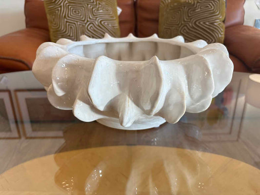 Organic White Ceramic Compote Bowl