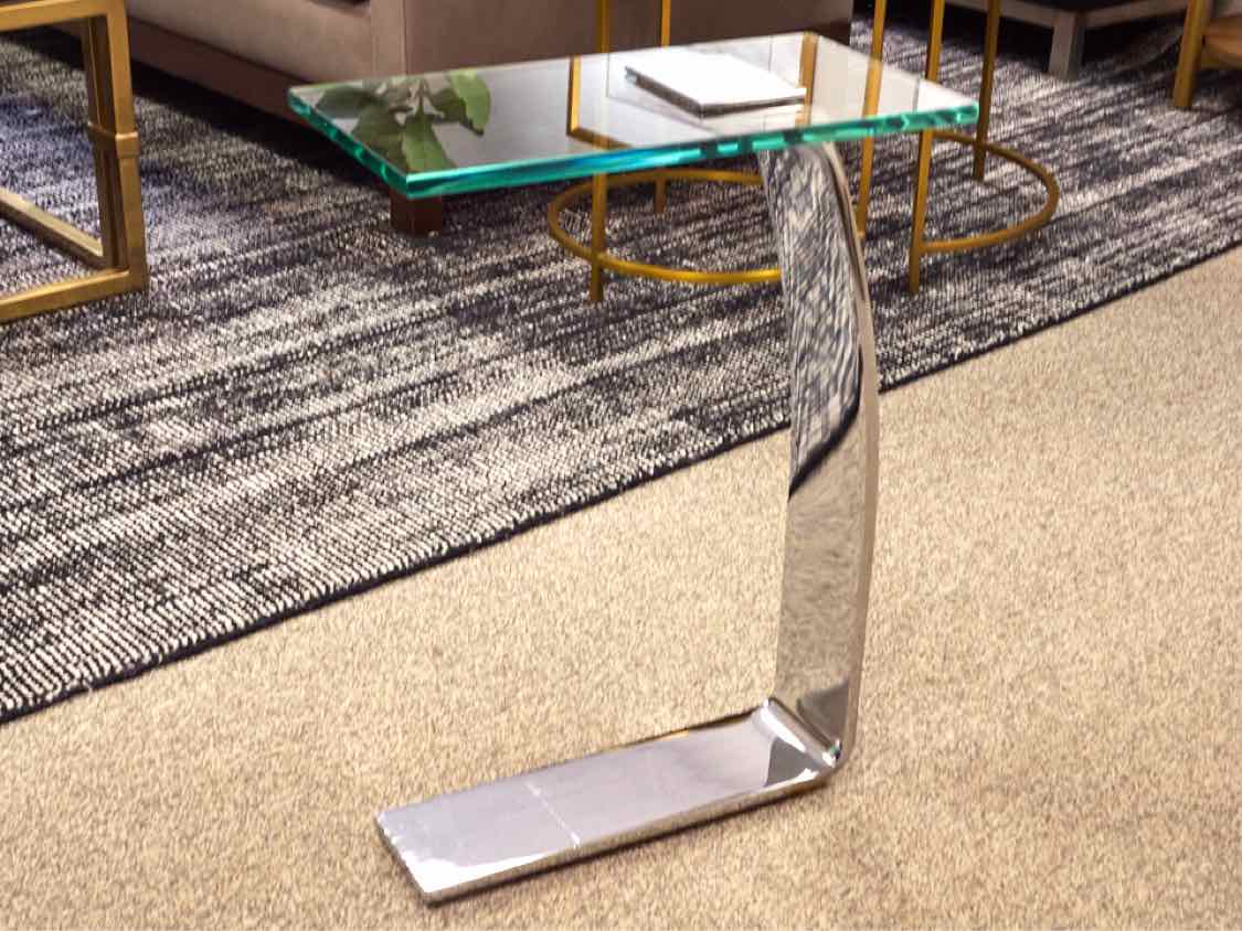 Contemporary Glass & Chrome C Side Table
