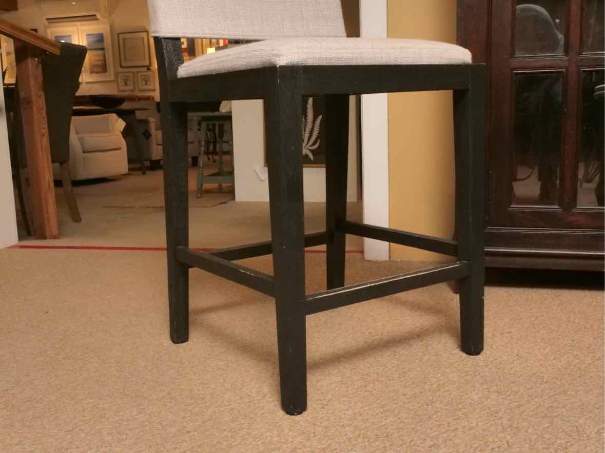 Set Of 4 Restoration Hardware Saddle Fabric Counter Stools