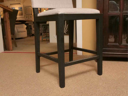Set Of 4 Restoration Hardware Saddle Fabric Counter Stools