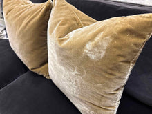 Pair of Antique Gold Velvet Accent Pillows