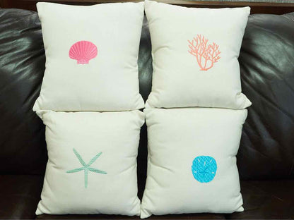 Set of 4 Seaside Needlepoint Accent Pillows